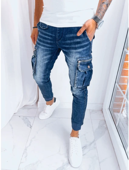 Pánské džínové bojové tepláky námořnická modř FashionStreet UX3998