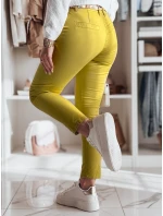 Dámské látkové chinos kalhoty s páskem ROSSALI hořčicové FashionStreet UY2533