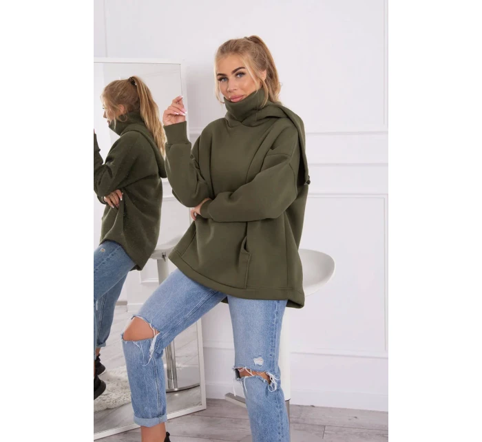 Zateplená mikina se zipem na zádech v barvě khaki Zateplená mikina se zipem na zádech v barvě khaki