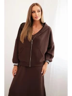 Dámský komplet s viskózou se a dlouhou hnědý model 21268141 - K-Fashion Dámský komplet s viskózou se a dlouhou hnědý model 21268141 - K-Fashion