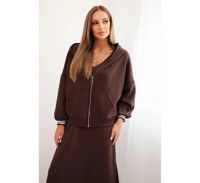 Dámský komplet s viskózou se a dlouhou hnědý model 21268141 - K-Fashion Dámský komplet s viskózou se a dlouhou hnědý model 21268141 - K-Fashion