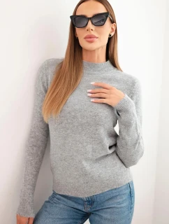 Dámský svetr s model 21314692 z měkké pleteniny šedý - K-Fashion