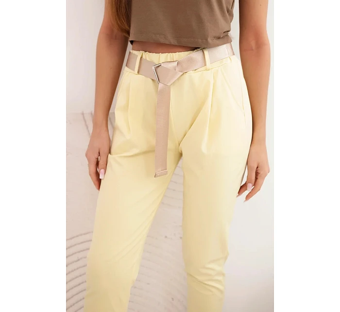 Kalhoty Punto s páskem žluté Kalhoty Punto s páskem žluté