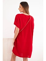 Dámské šaty s krátkým rukávem a model 22064463 na řetízku bordó - K-Fashion