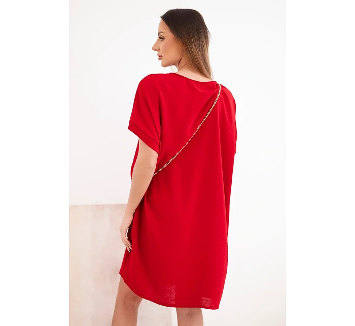 Dámské šaty s krátkým rukávem a model 22064463 na řetízku bordó - K-Fashion