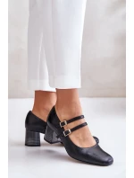 Kožené sandály s pásky na podpatku černé model 21673885 - Laura Messi