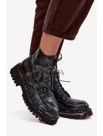 Kožené Lakované Dámské Kotníkové Boty Artiker 57C0065 Šedé