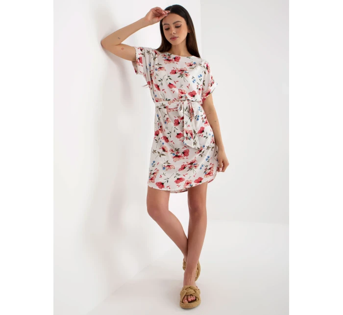 Sukienka WN SK model 21110920 biało czerwony - FPrice Sukienka WN SK model 21110920 biało czerwony - FPrice