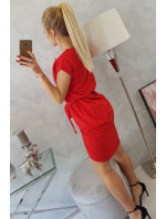 Zavazované šaty s psaníčkovým spodkem červené