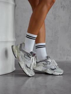 Dámské ponožky se dvěma tenkými proužky – bílé