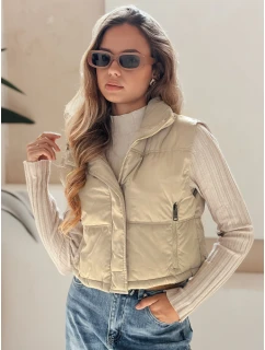 Dámská prošívaná béžová vesta Dstreet model 21991827 - FashionStreet