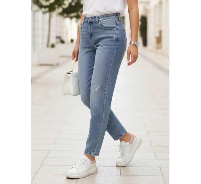 Dámské džíny mom fit s odřením modré FashionStreet UY2862