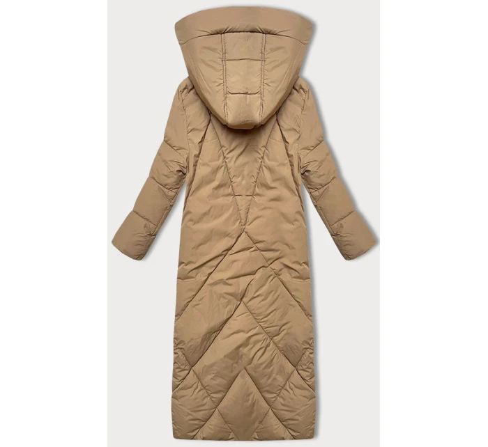 Dámská zimní bunda ve velbloudí barvě v délce ke kolenům model 21248939 - J.STYLE