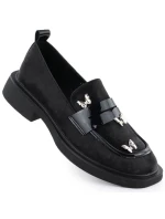 Dámské polobotky lords s motýly černé Potocki SZ12650 Dámské polobotky lords s motýly černé Potocki SZ12650