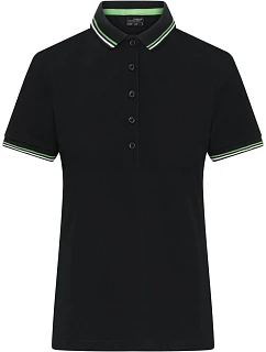 Daiber JN 1305 Dámské těžké piqué polo s proužky 02.1305 black/white/lime green