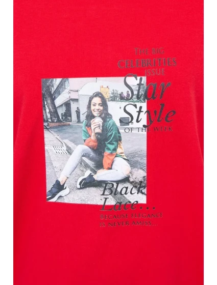 Halenka s potiskem Star Style červená Halenka s potiskem Star Style červená