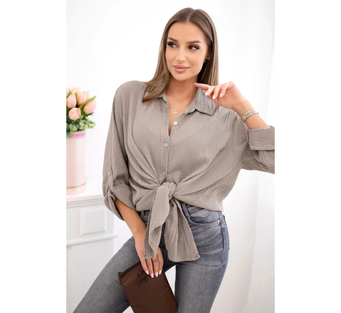 Bavlněná mušelínová košile Plus Size fango