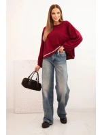 Dámská mikina s ozdobným model 21336080 dole bordová - K-Fashion