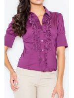 Dámská košile M025 Eggplant tmavě fialová - Figl Dámská košile M025 Eggplant tmavě fialová - Figl