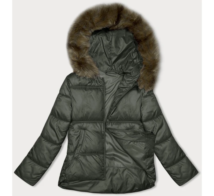 Dámská bunda v army barvě se střihem bubliny S'west (B8190-11)