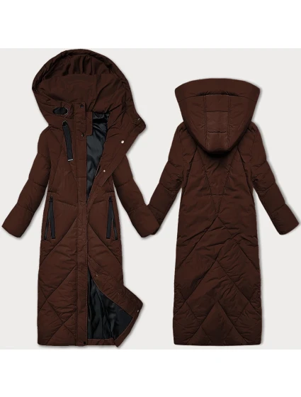 Hnědá dámská zimní bunda v délce ke kolenům J Style (5M3232-158)