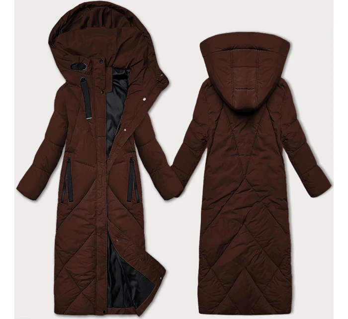 Hnědá dámská zimní bunda v délce ke kolenům J Style (5M3232-158)