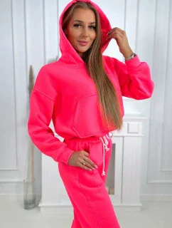 Zateplená souprava s mikinou model 19752320 ve spodní části v růžové neonové barvě - K-Fashion