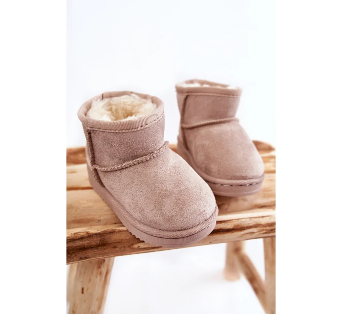 Dětské Teplé Sněhule Semišové Světle béžové model 21597585 - Boto Dětské Teplé Sněhule Semišové Světle béžové model 21597585 - Boto