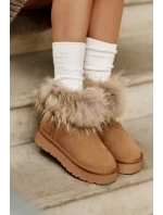 Kožené Sněhule Na Platformě S Kožešinou Camel model 21677869 - Boto