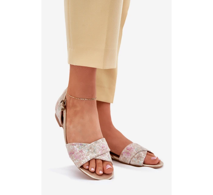 Kožené Plážové Sandály model 21702146 Béžové - Maciejka Kožené Plážové Sandály model 21702146 Béžové - Maciejka