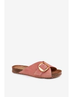 Kožené sandály se zlatou sponou model 21702863 Růžové - Maciejka