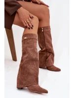 Kozačky Eko semišové  na zip vyhřívané  tmavě béžové model 21770276 - Boto