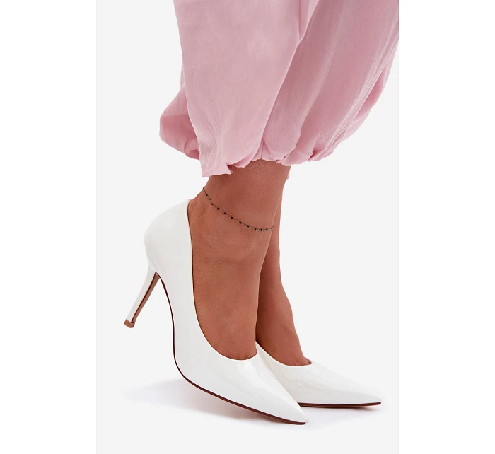 Klasické lakované lodičky z imitace kůže bílé Odira
