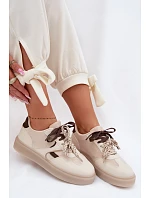 Dámské tenisky s dvojitými šněrováním světle béžové model 22095300 - Boto
