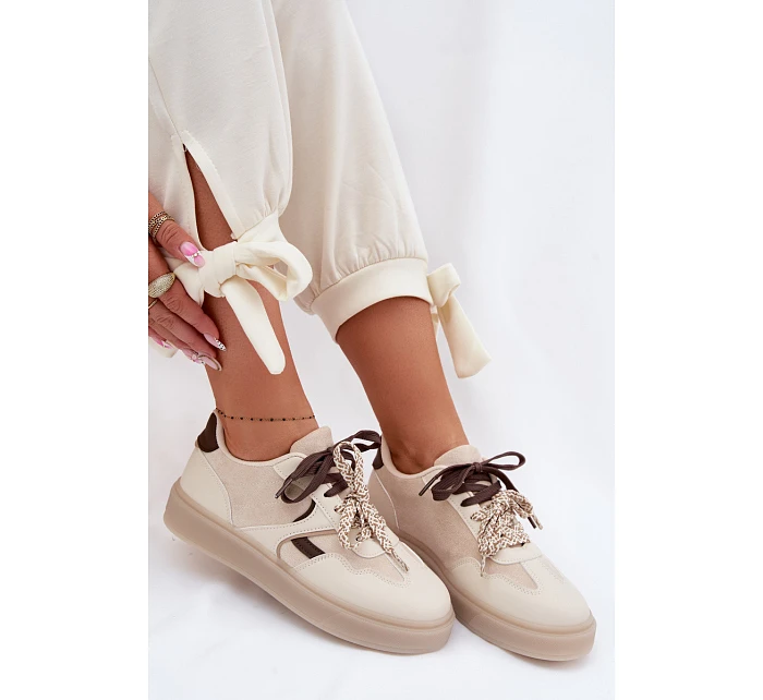 Dámské tenisky s dvojitými šněrováním světle béžové model 22095300 - Boto