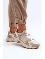 Béžové dámské tenisky sportovní boty model 20453821 - Kesi Béžové dámské tenisky sportovní boty model 20453821 - Kesi