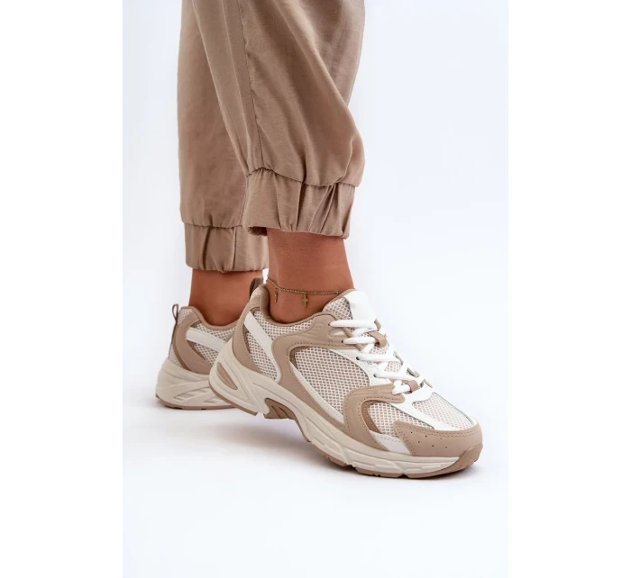 Béžové dámské tenisky sportovní boty model 20453821 - Kesi Béžové dámské tenisky sportovní boty model 20453821 - Kesi
