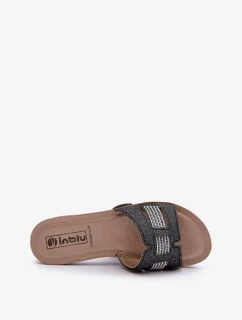 Pohodlné lesklé dámské pantofle Inblu Black