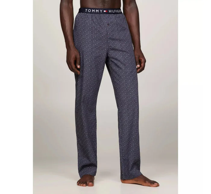 Pánské pyžamové kalhoty UM0UM02993 02E tm. modré s potiskem - Tommy Hilfiger