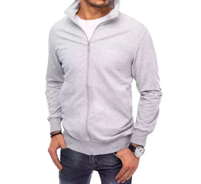 Pánská světle šedá mikina na zip FashionStreet BX5085