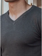 Pánský tmavě šedý svetr s výstřihem FashionStreet WX2219