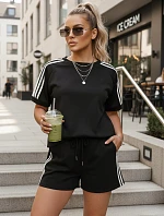 Dámský viskózový komplet s motýlem a šortkami černý FashionStreet AY1183