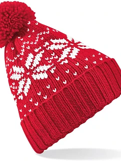 Beechfield B 456 Čepice Fair Isle Snowstar® 53.0456 classic red/white