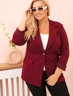 Dámská viskózová blazer Plus Size s dlouhým rukávem a límcem švestková