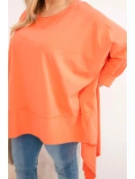 Dámská tunika Plus Size z bavlny s asymetrickým spodním lemem meruňková
