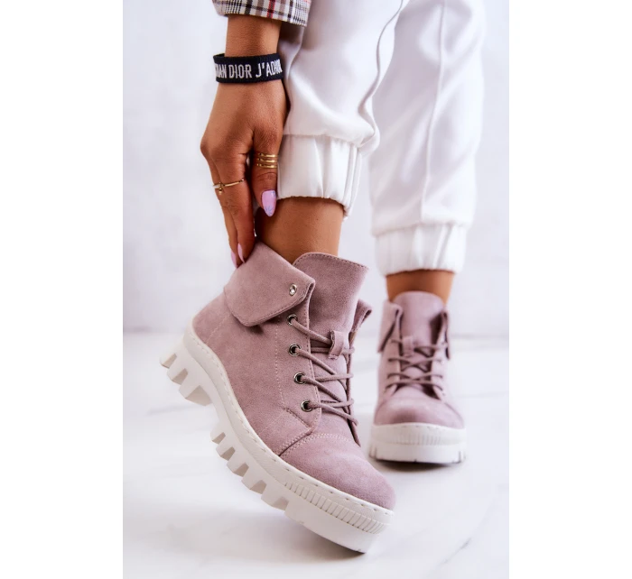 Semišové boty Trapper Světle fialová model 21578095 - S.Barski