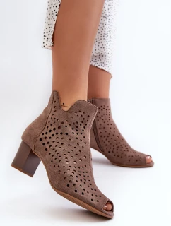 Dámské Botky Z Semiše Na Podpatku S  Hnědé model 21658524 - Boto