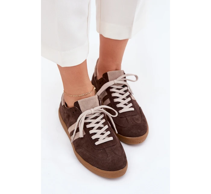 model 21703119 Semišové Nízké Tenisky Dámské Čokoládové - Zazoo