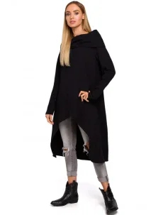 M477 Asymetrická tunika se širokým límcem - černá
