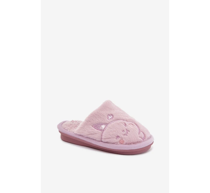 Dětské bačkory s kožíškem – fialové Norene